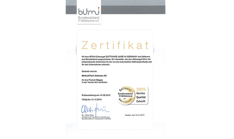 Stages again received certification “Software made in Germany“